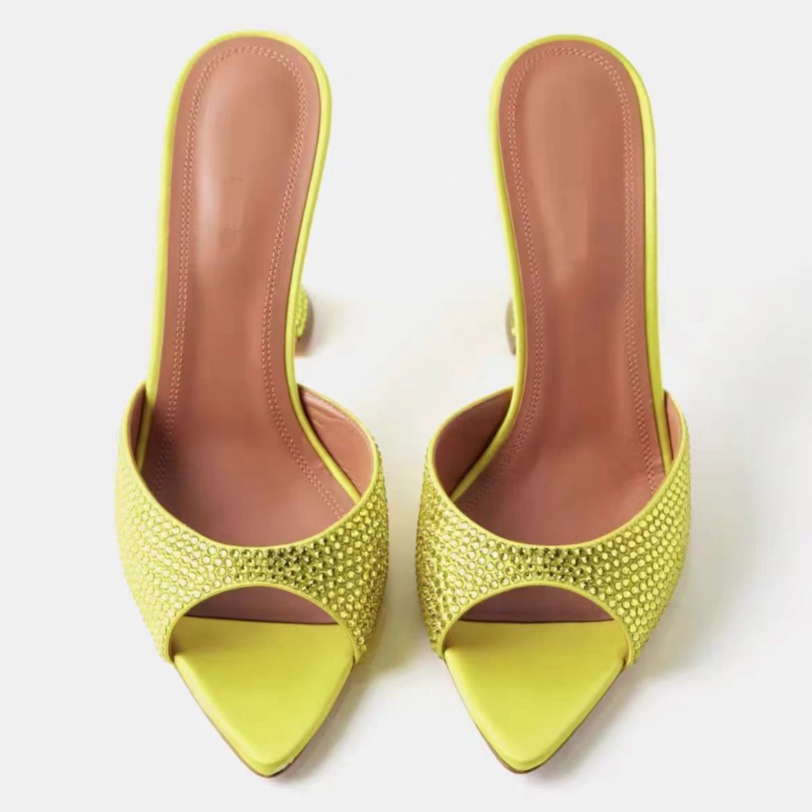 PANTOFOLA D’ORO Sandali ciabatte donna 34 43 strass punta aperta tacco alto sexy passerella estivi tg