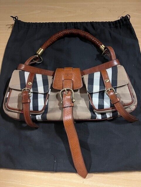 Burberry Prorsum Beige/Brown House Check Canvas and Leather Burberry Prorsum Beige/Brown House Check Canvas and Leather