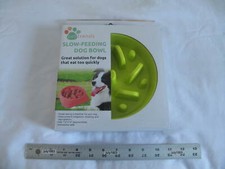 NEW Slow Feed Ridged Pet Dog Bowl - No More Down Wolfing Food - YELLOW / GREEN