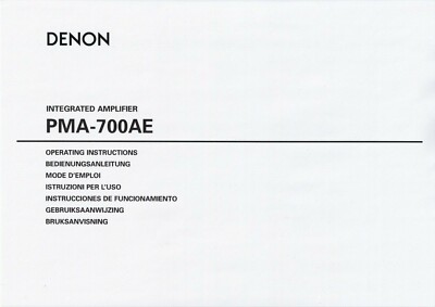 Operating Instructions For Denon PMA-700 AE