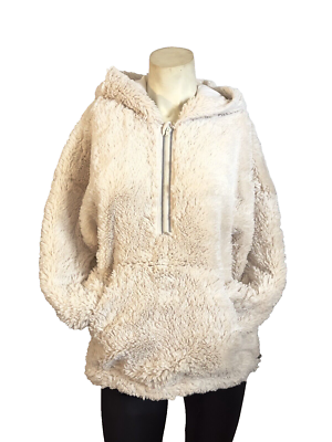 Free People FP Movement Off the Record Ivory Faux Fur Soft Hoodie