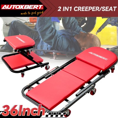 36  2-in-1 Car Creeper Mechanic Stool Seat Repair Trolley Laying Board Workshop