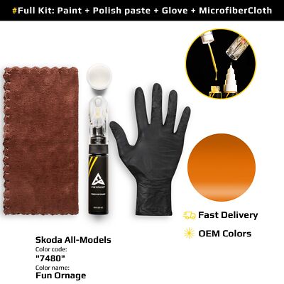 Touch up Paint for Skoda All Models Code: 7480 Fun Ornage