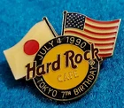 TOKYO 4th JULY & 7th ANNIVERSARY 1990 JAPAN + AMERICA FLAGS Hard Rock Cafe PIN
