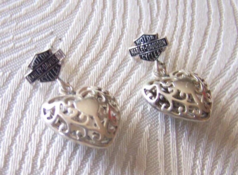 Harley Davidson H.D. Sterling Siver 925 Dangle Bar Shield Puffy