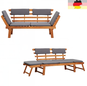 2 In 1 Gartenliege Sonnenliege Gartenbank Mit Auflage 190cm Garten Liege Outdoor Ebay