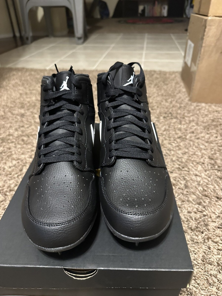 Nike Jordan 1 Mid TD Football Cleats Black White Panda FJ6805-001
