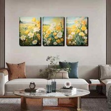 3pcs Yellow Flower Field   Wall Art Canvas Unframed/Framed