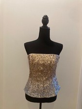 White House Black Market Gold Sequin Corset / top Size : 4 New With Tags