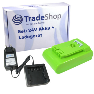 2in1 Set: Li-Ion Akku 24V 2000mAh + Ladegerät ersetzt Alpina 270401020, BT 4024