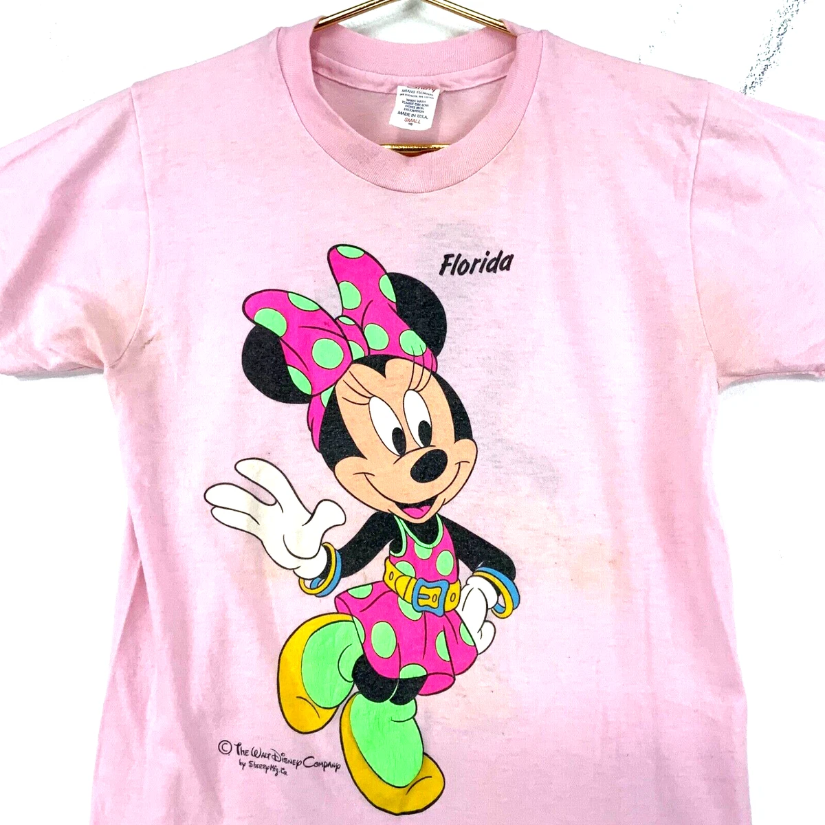 Vintage Minnie Mouse Disney Women s T Shirt Small Pink Cartoon Double Sided 70s