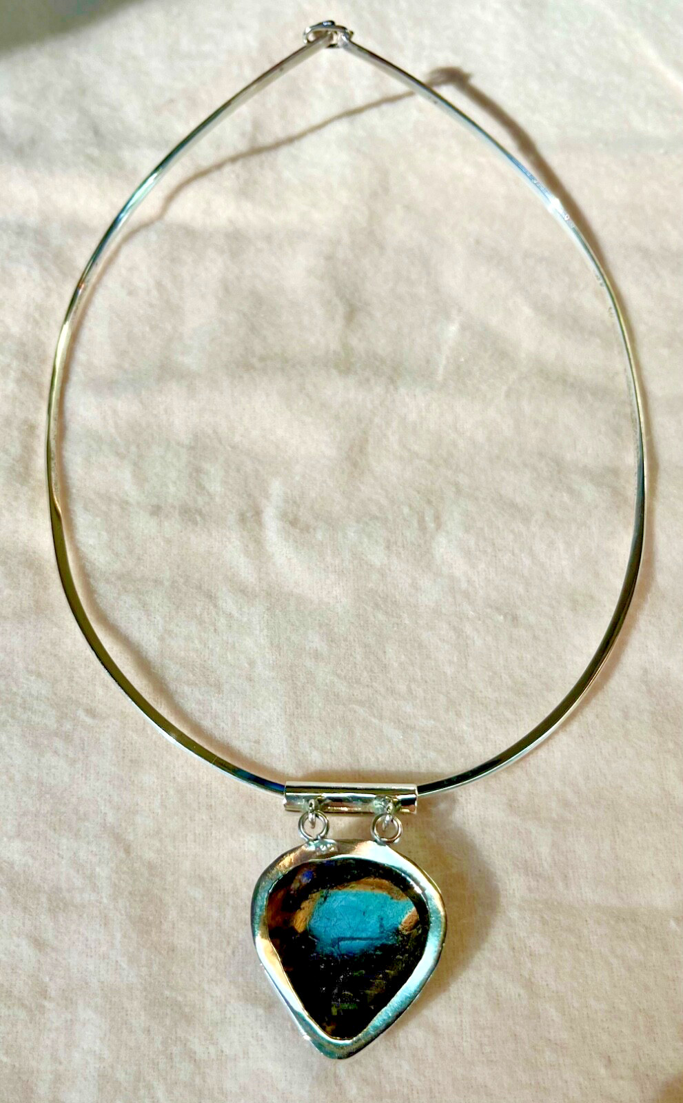 Labradorite pendant with solid wire sterling silv… - image 2