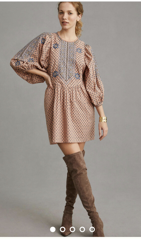 embroidered tunic mini dress Anthropologie Embroidered Tunic Mini Dress. Size M