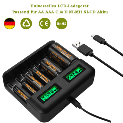 8 Bay Schnell LCD Akku ladegerät Aufladegerät für AA AAA C D Ni-MH NiCD Batterie