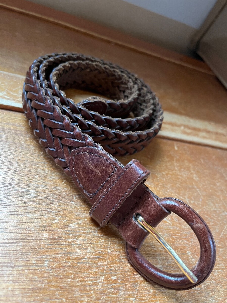 Dark Brown Braided Leather Marked Belt w Covered Buckle - 37  display picture 1