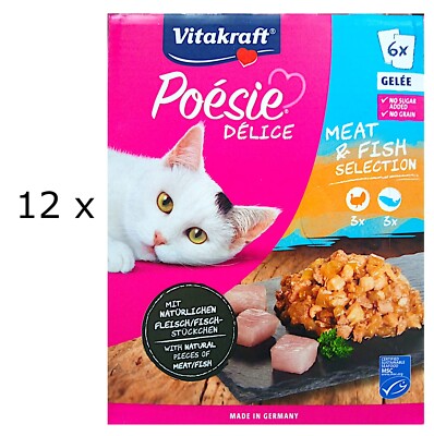 (EUR 8,16 / kg)  Vitakraft Poesie Delice Gelee Meat & Fish Selection 72x 85 g