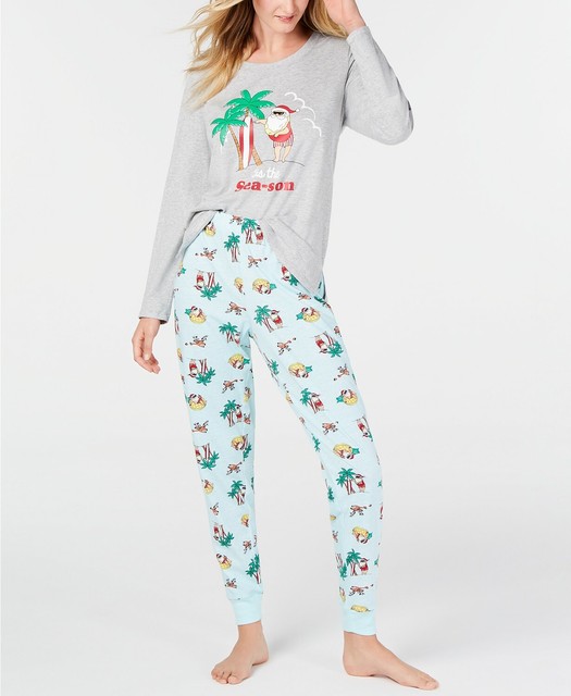 Family Pajamas Matching Tropical Santa 