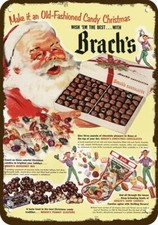 1952 BRACH'S CANDY & SANTA CLAUS Vintage Look DECORATIVE REPLICA METAL SIGN