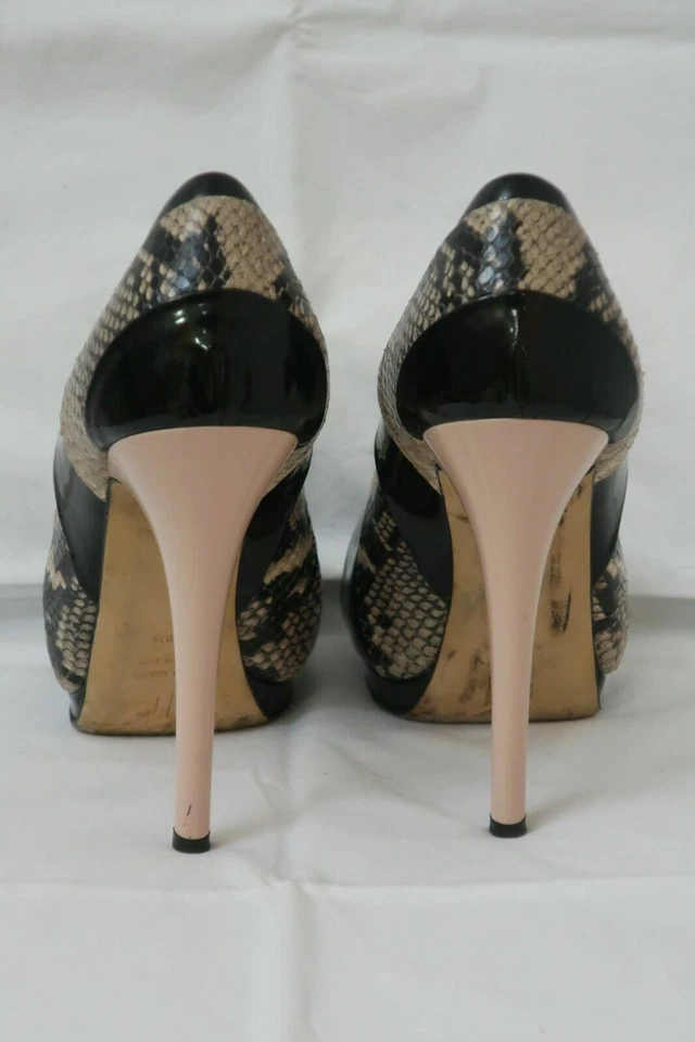 Giuseppe Zanotti Италия змеиная кожа / лакированная кожа заглянуть носок туфли на шпильке 38,5 EUC! - Изображение 4 из 4