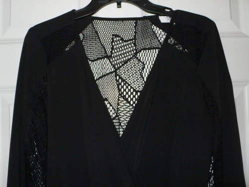 Parker Black Lace Inset L/S Ross Romper $297 NWT L - Picture 8 of 12