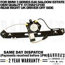 BMW E46 3 SERIES REAR RIGHT SIDE ELECTRIC WINDOW REGULATOR WITH 2 PIN MOTOR NEW