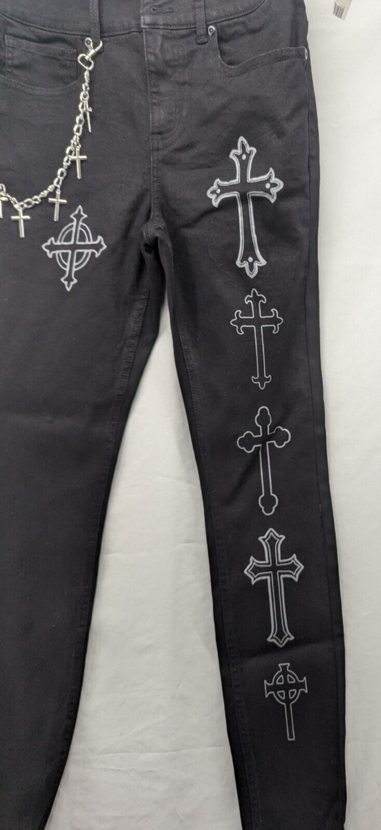 Hot Topic Social Collision Crosses Side Chain Skinny Jeans Size