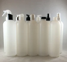 16 oz Natural HDPE Cosmo Round Plastic Bottle with Choice of Disc,Spray etc.....