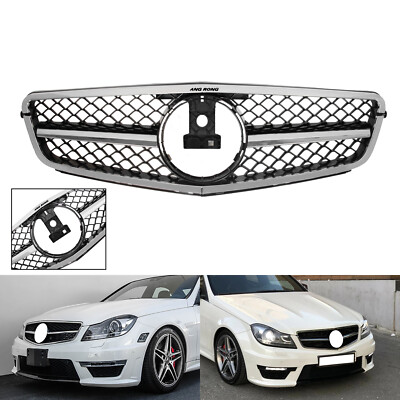 Sport Kühlergrill Frontgrill Schwarz Chrom für Mercedes C Klasse W204 S204 07-14