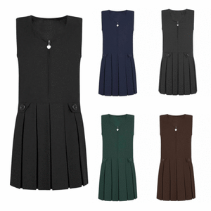 box pleated pinafore dress