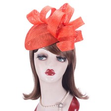 Orange Womens Sinamay Fascinator Wedding Occasion Royal Ascot Hat Headpiece T435