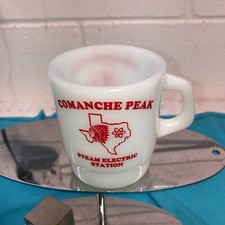 Vintage Galaxy Comanche Peak Steam Electric Station milk glass coffee cup