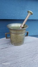 Brass mortar and pestle brass 4"  19th century #94