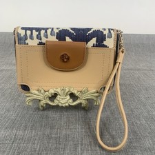 Spartina 449 Moonglade Pattern Canvas  Leather Multi Phone Wallet Blue Natural