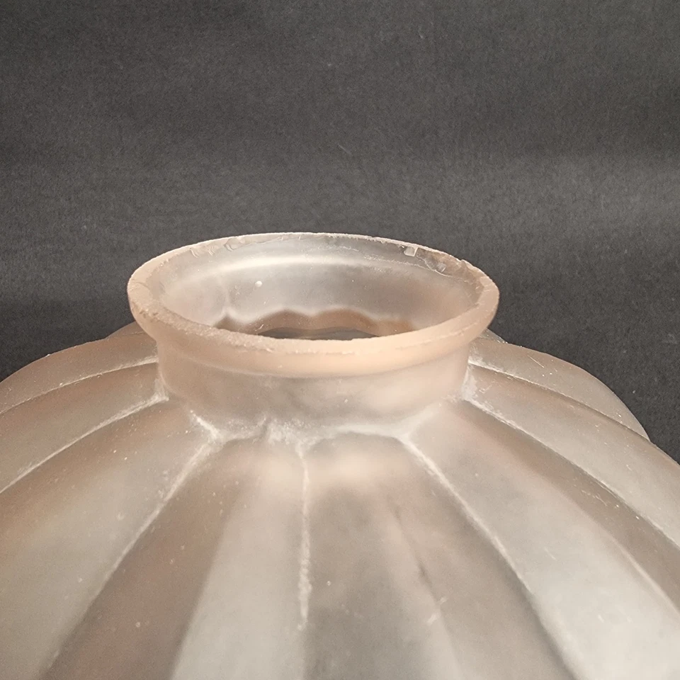 Globe De Lampe Ancien Verre Givré Rose - Décor Floral Art Déco - Tulipe Vintage - Photo 4/4