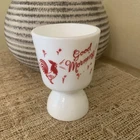 Vintage Hazel Atlas Indiana Milk Glass Good Morning Rooster Egg Cup