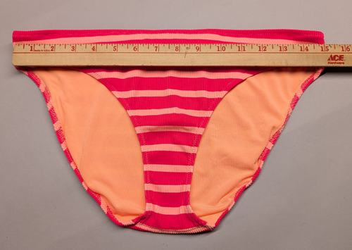 Aerie Bikini Bottoms Large L Orange Peach Stripe Low Rise Swimwear Bathing Suit - Picture 2 of 9
