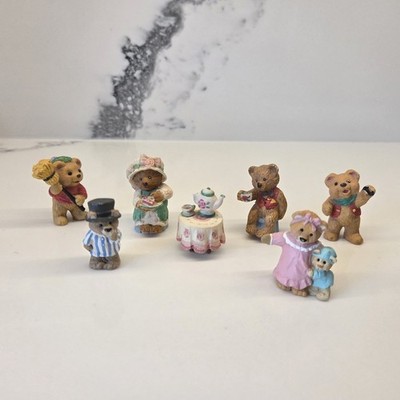 Vintage Hallmark Bear Figurines Lot of 7 Keepsake Ornaments from 1996