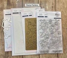 Pinkfresh Studio Peony Fantasy Bundle--Stamps, Stencils, Dies, Hot Foil--retired