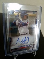 Maximo Acosta 1st Bowman Chrome Auto Texas Rangers Baseball Card