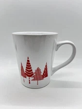 Starbucks 2017 Pine Tree Holiday Christmas Mug White & Red 13 Oz.