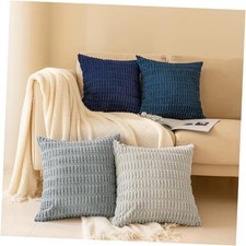 Throw Pillow Covers 18x18 Inch, Set of 4, 18" x 18" Pack of 4 Grey/Blue