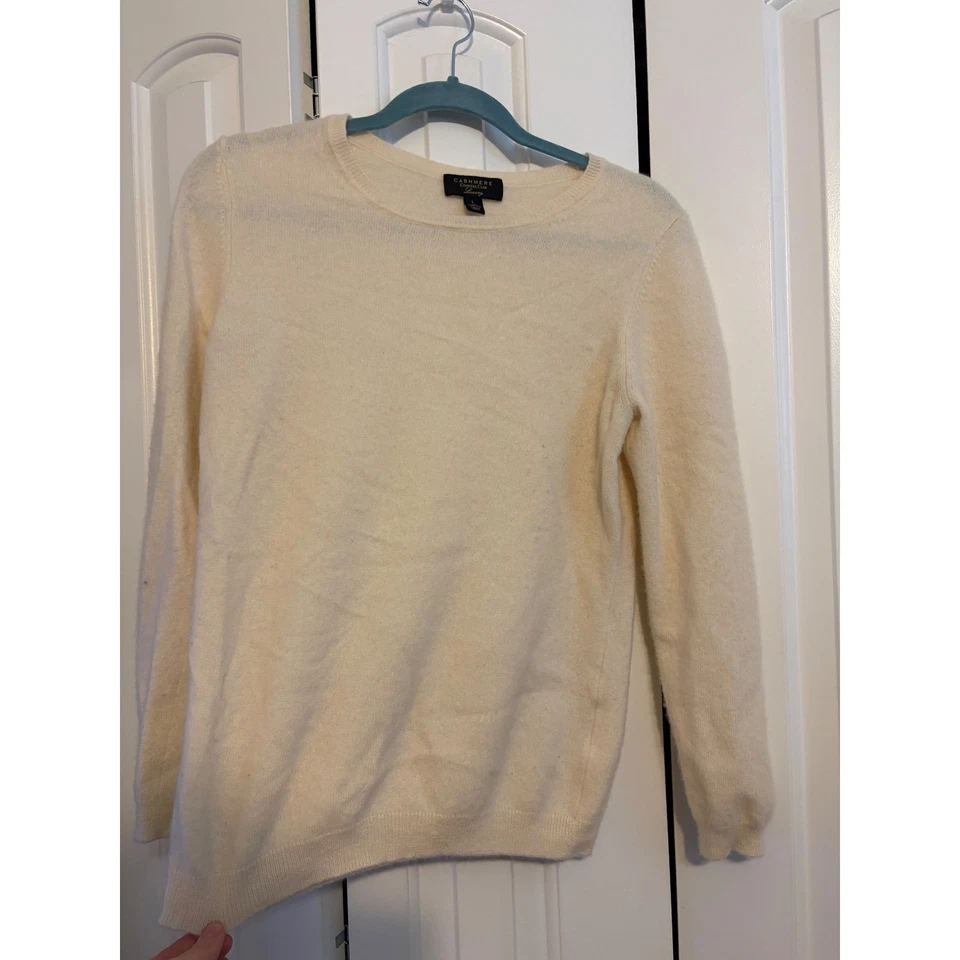 Charter Club Cashmere Luxury Sweater Women's Crew Neck Long Sleeve Ivory L - Image 3 of 4