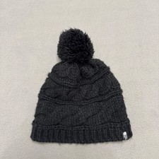 The North Face Beanie Women OS Black Cable Knit Pom Pom Winter Hat Gorpcore