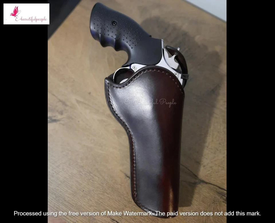 Leather Gun Holster Hand Stitched Barrel Size Revolver 4"- 6" Cowboy Western - Image 4 of 4