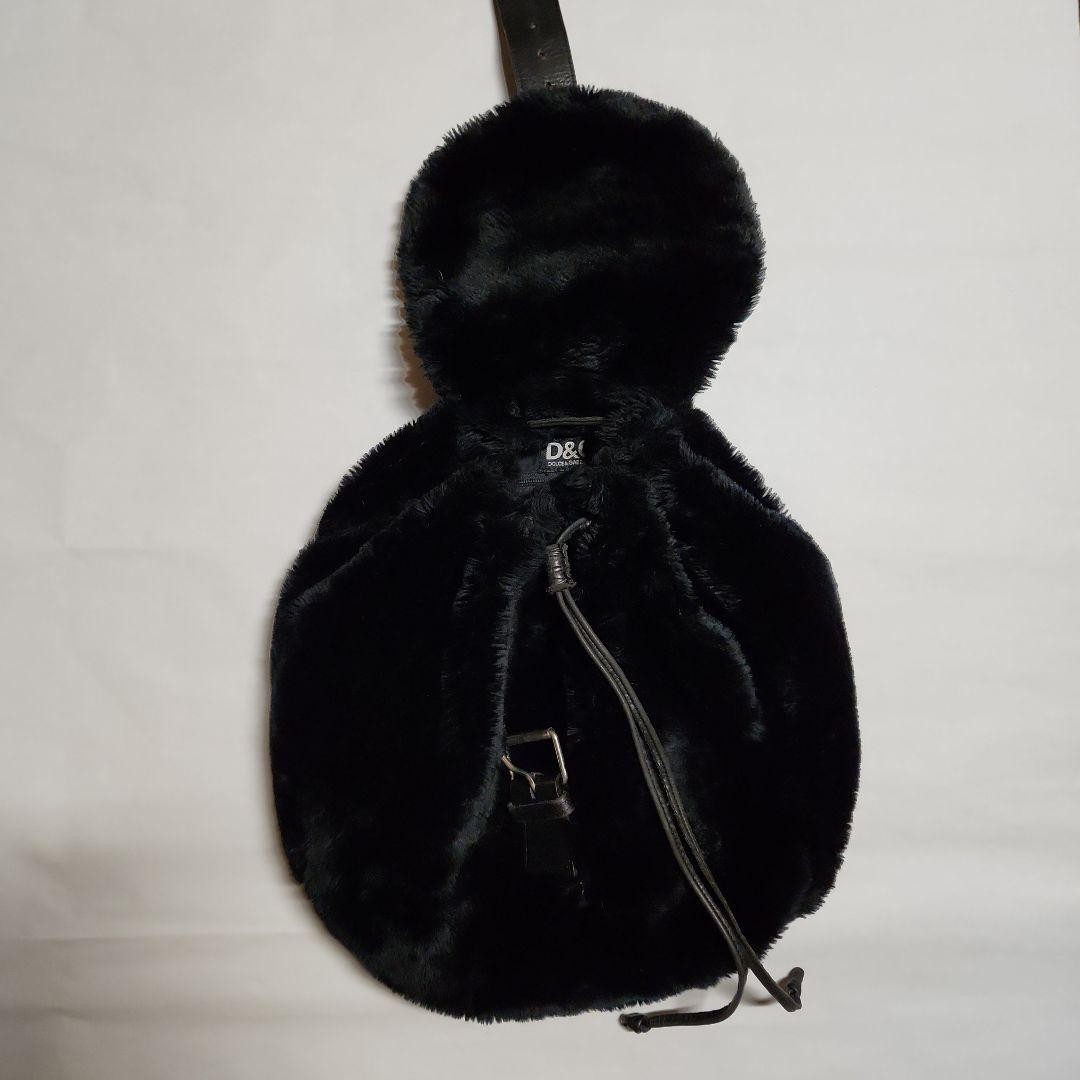 D&G Black Fur Backpack – Vintage Rare Designer Bag Luxury  display picture 1