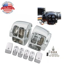 Chrome Switch Housing Cover 6PC Switch Caps For Harley Sportster V-Rod Softail