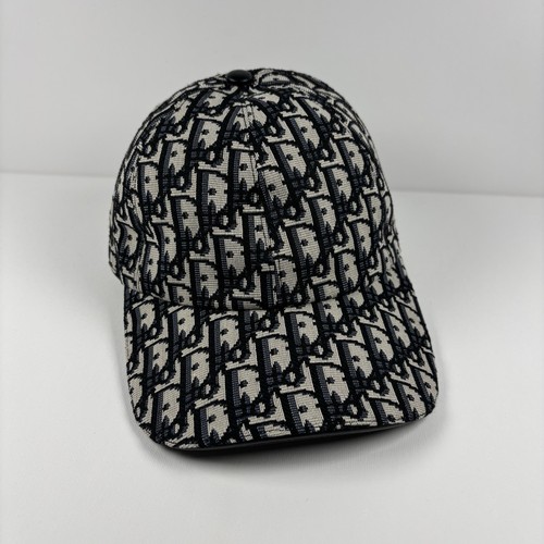 DIOR Oblique Monogram Baseball Cap Navy Beige Adjustable Logo Hat Size M