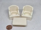 Vintage Fisher Price little people white living room chairs & coffee table set