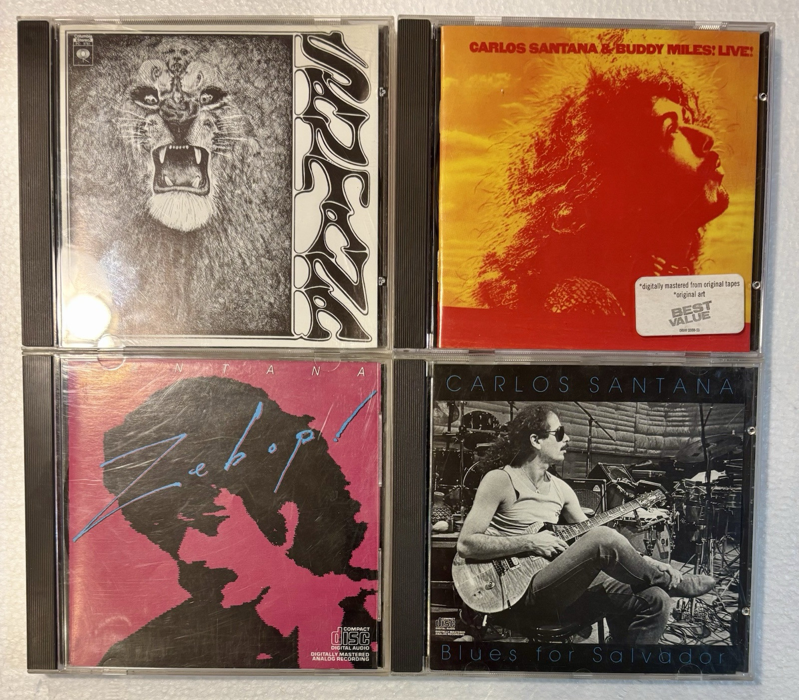 Santana 4 CD Lot Includes S/T, Zebop, Carlos & Buddy Miles Live, Blues for Salvador in Great Condition