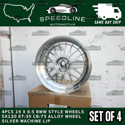 4PCS 19 x 8.5 BMW Style Wheels 5x120 ET:35 CB:73  Alloy Wheel Silver Machine Lip
